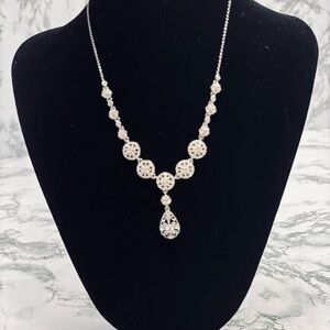 Napier Silver Crystal Evening Prom Black Tie Wedding Necklace